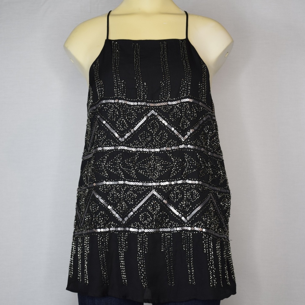 Dina Be | Black Beaded Tank Top XS